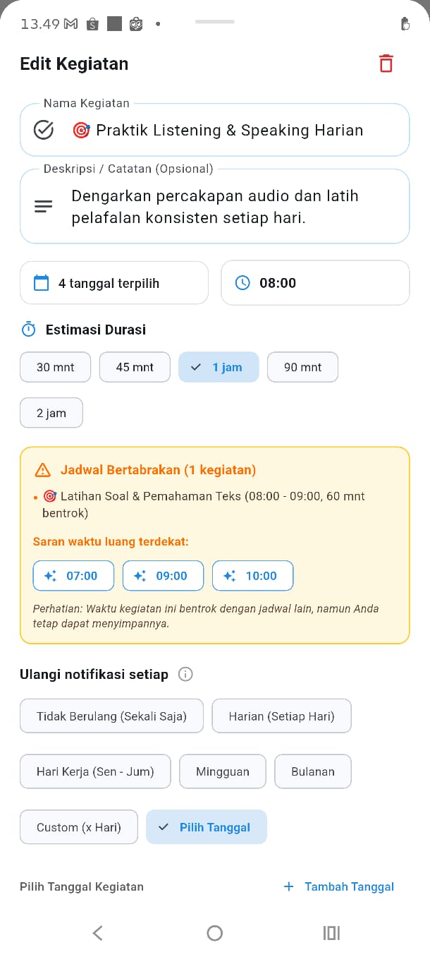 Deteksi Jadwal Bentrok Ingetin