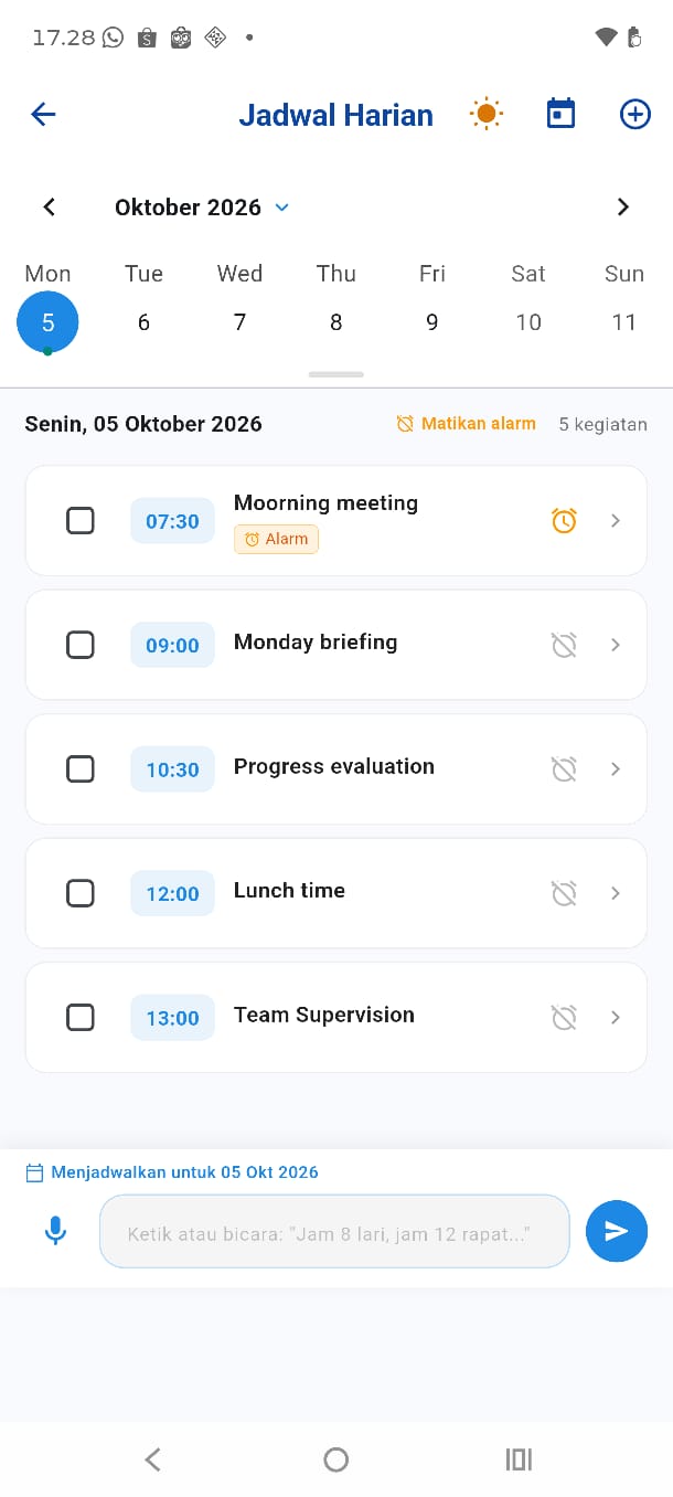 Layar Jadwal Harian