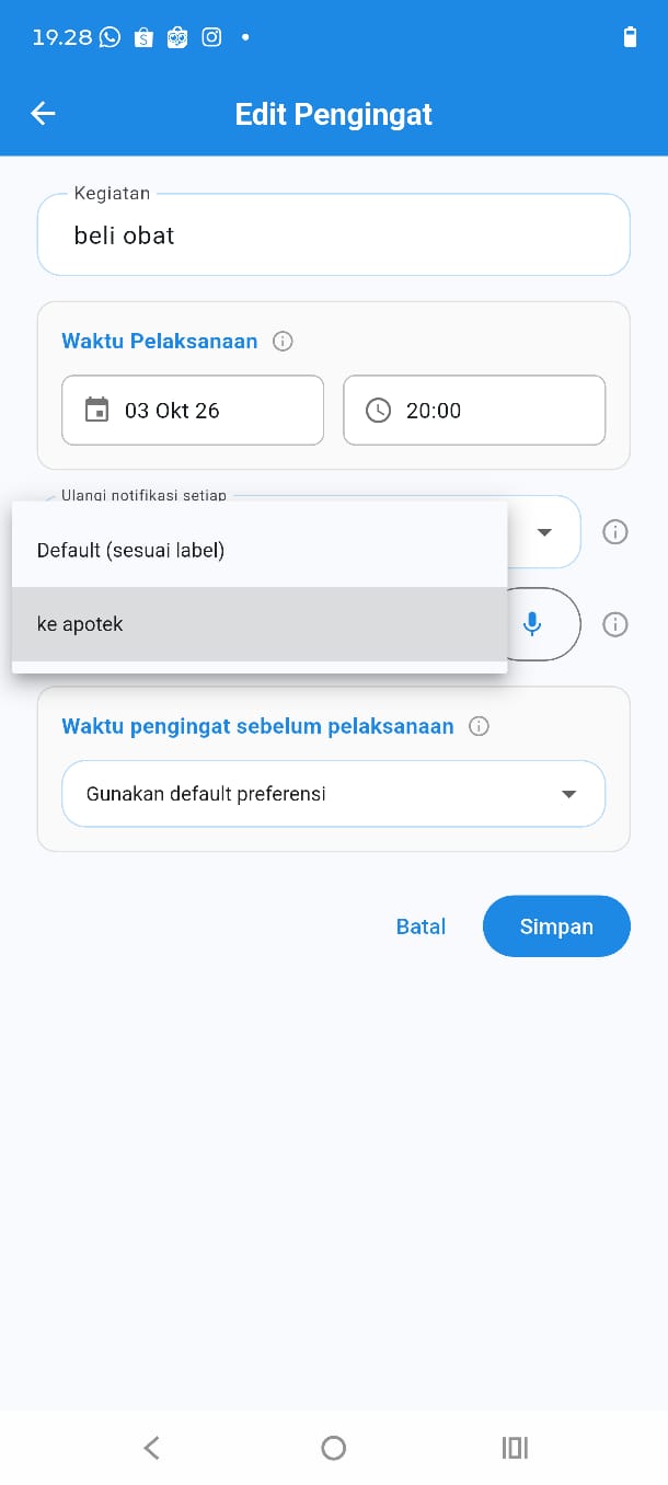 Layar Pengingat & Alarm Berbicara