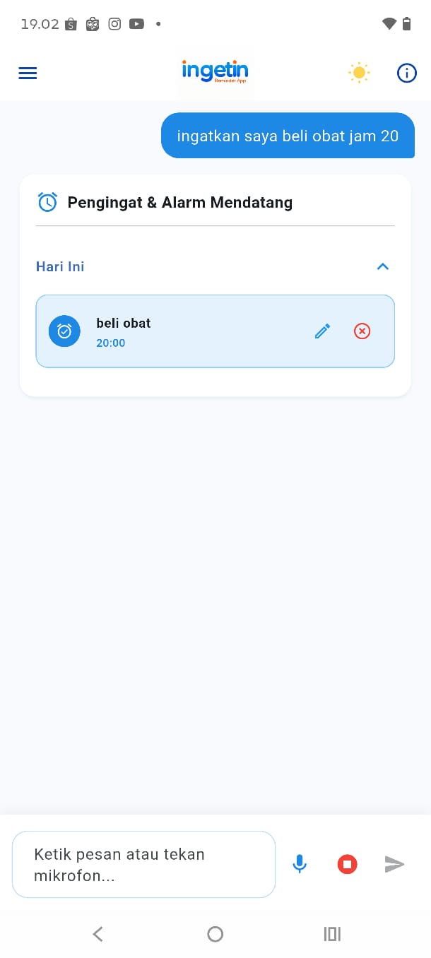 Layar Perintah Suara Ingetin